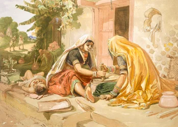 Frauen mahlen Mais, aus 